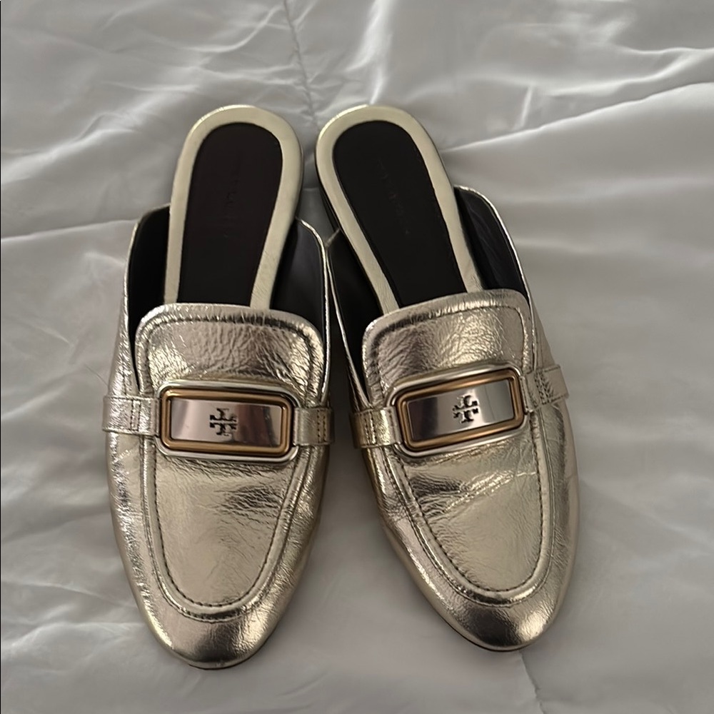 Tory Burch Metallic Gold Slip-On Loafers
